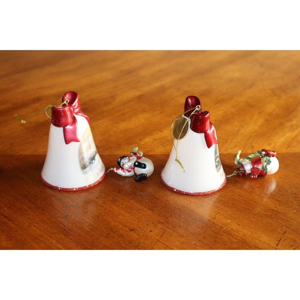 Thomas Kinkade Ringing in Holiday Christmas Bell Ornaments With Snowmen LOT#3 - Picture 5 of 13